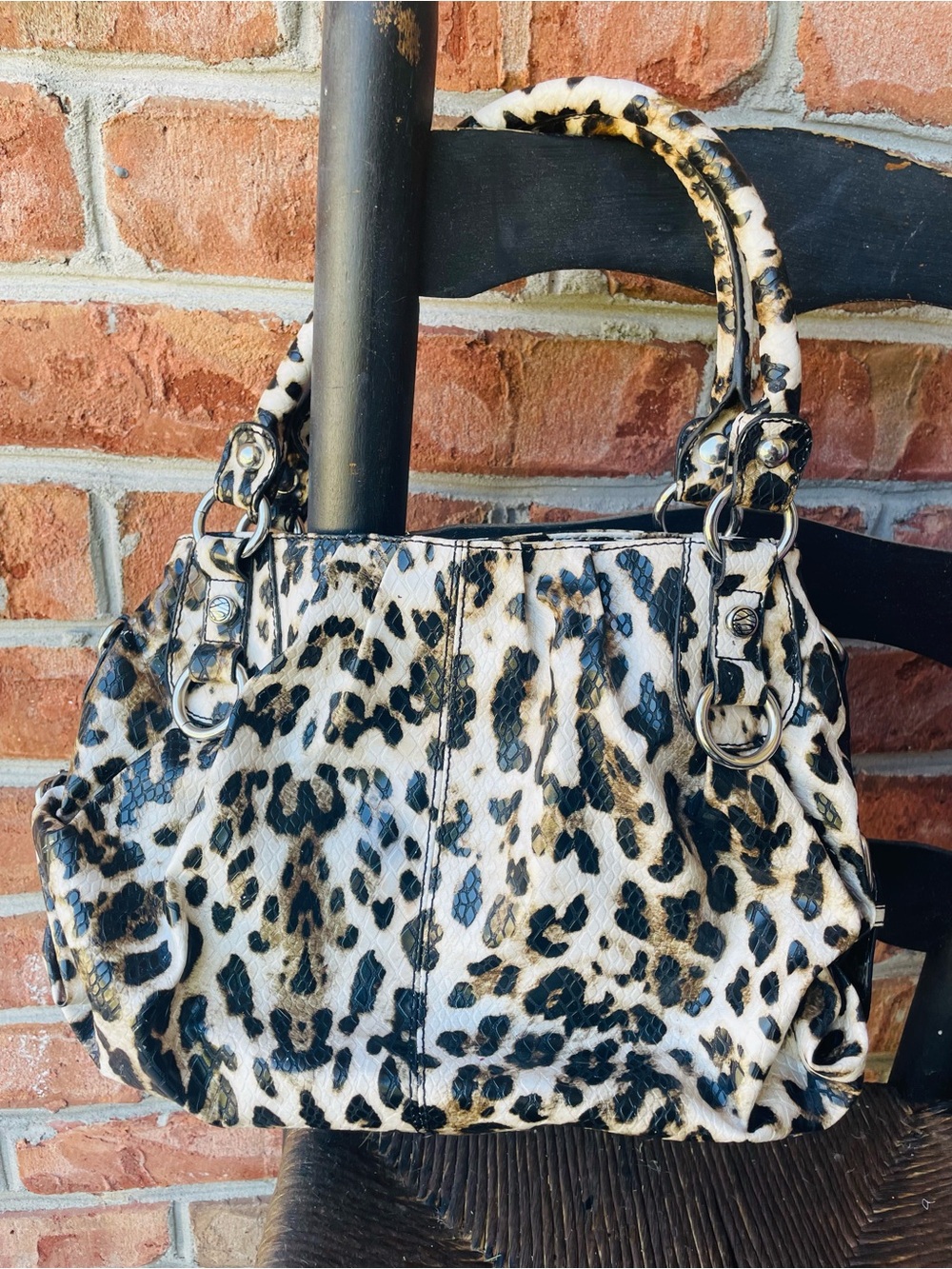 Style & Co. Leopard-Print Satchel - Black Golden Tan & Cream